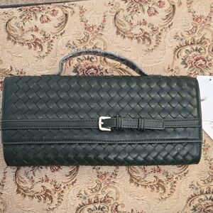 Urban Expressions Elegant Green Woven Clutch Top Handle Bag